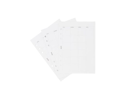 A5 Planner Refill Monthly Layouts White: Essentials