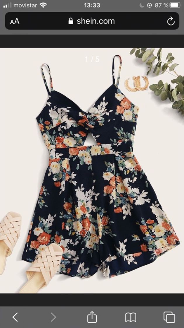 Moda Floral Print Twist Front Peekaboo Cami Romper