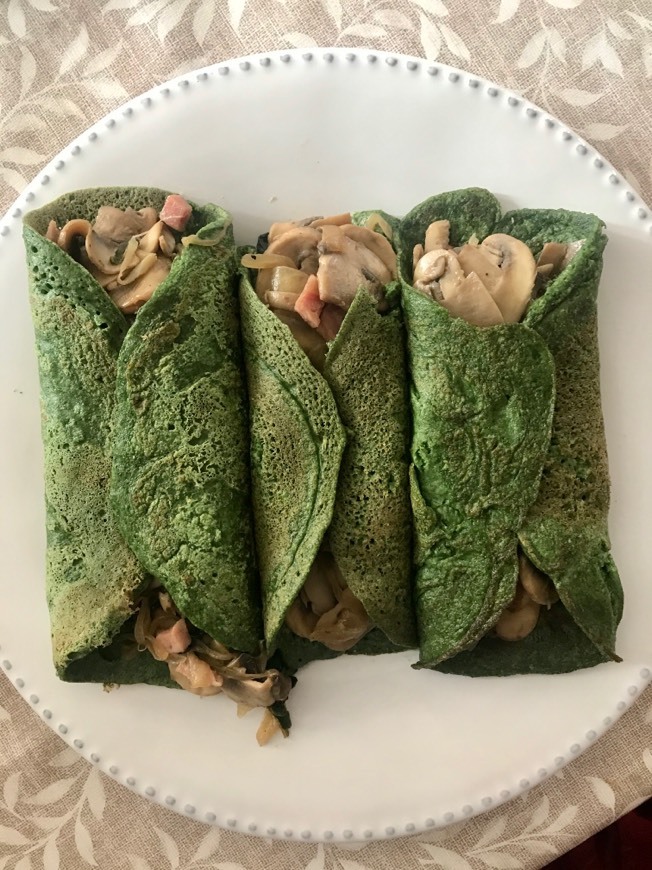 Social Crepes de espinacas y avena con champiñones 