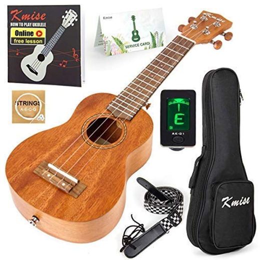 Ukelele de caoba con kit de principiante: funda Gig Bag, afinador, correa,