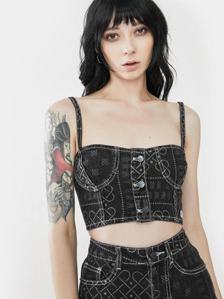 Producto GRIMEY Carnitas Denim Crop Bustier Top