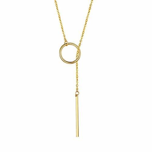 GoldChic Jewelry Golden Y-Necklace for Girls Women - Collar en Forma Y