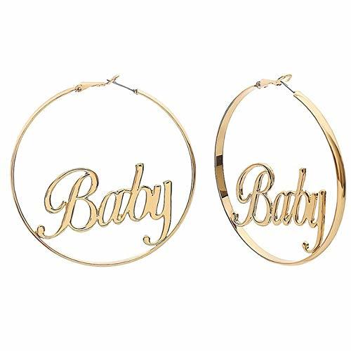 Product LASISZ Punk Hyperbole Big Circle with Baby Femme Letter Pendientes de aro