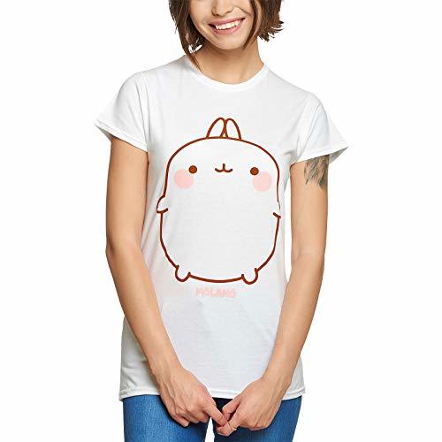 Product Molang Camiseta para Mujer Espalda y Espalda de algodón Blanco Sonrisa