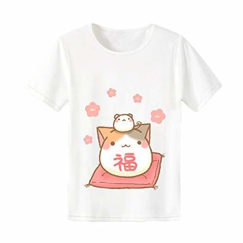 Neko Atsume Camiseta Camiseta de Manga Corta Cuello Redondo Top Deportivo Blusas