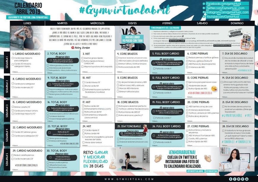 Fashion Calendario 2020 - GYM VIRTUAL