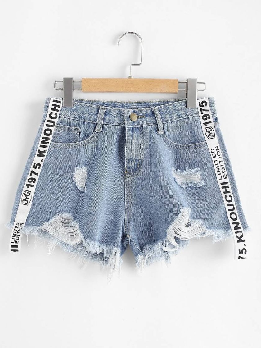 Moda Short denim con letras impresas