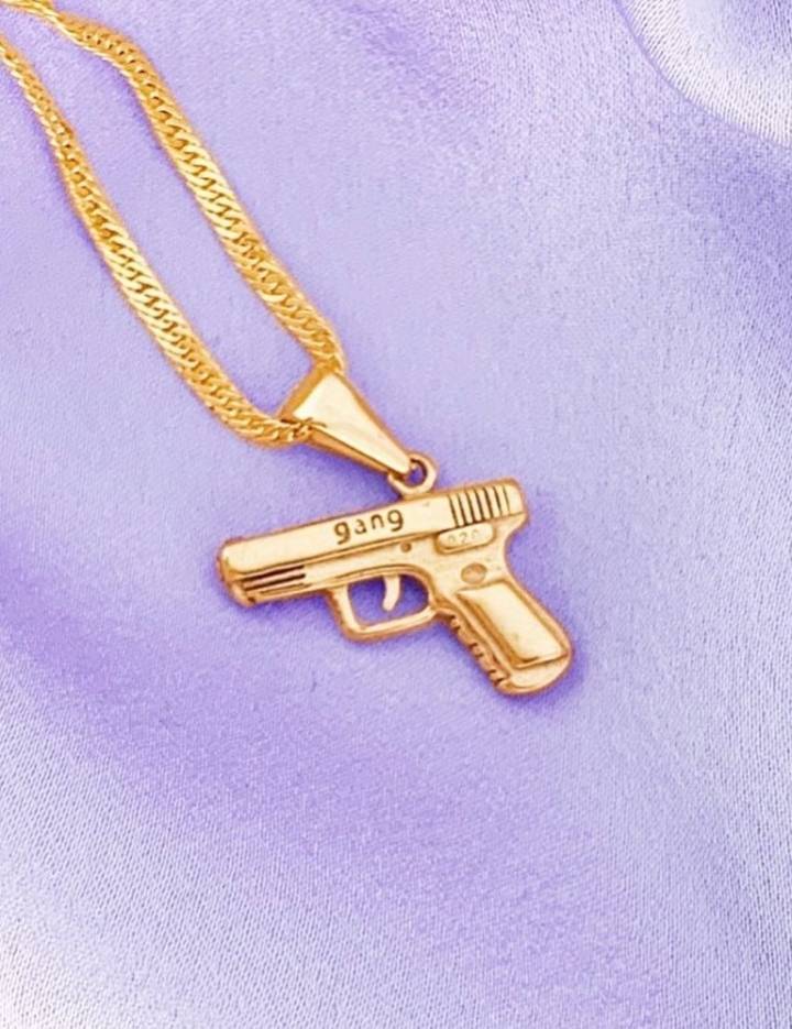 Fashion 18K Gold Filled Gold Gun Necklace

