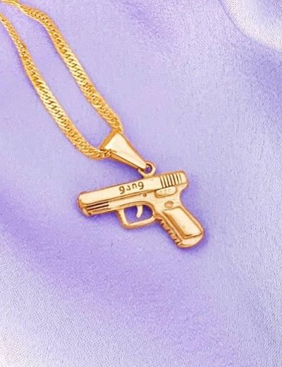 18K Gold Filled Gold Gun Necklace

