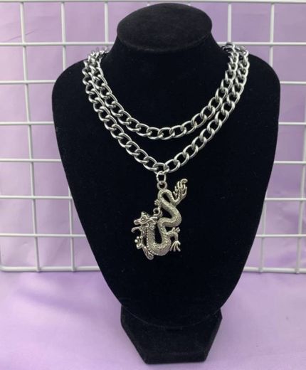 Double dragon chain necklace