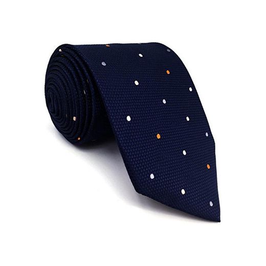 shlax&wing Puntos Azul Navy Corbatas Para Hombre Traje de negocios Seda Puntos