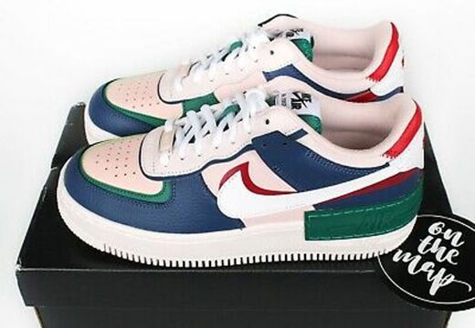 Nike Air Force 1 AF1 W Shadow Mystic Navy Blue Pink Red UK 3 4 5