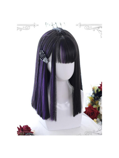 Black & lilac hair wig