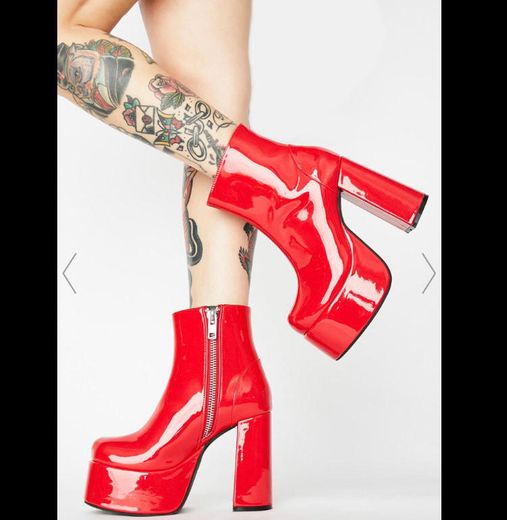 Current Mood Red Patent Platform Ankle Boots 