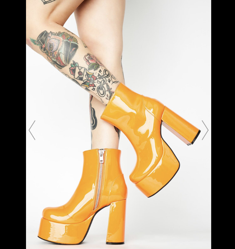 Product Current Mood Orange Patent Platform Ankle Boots