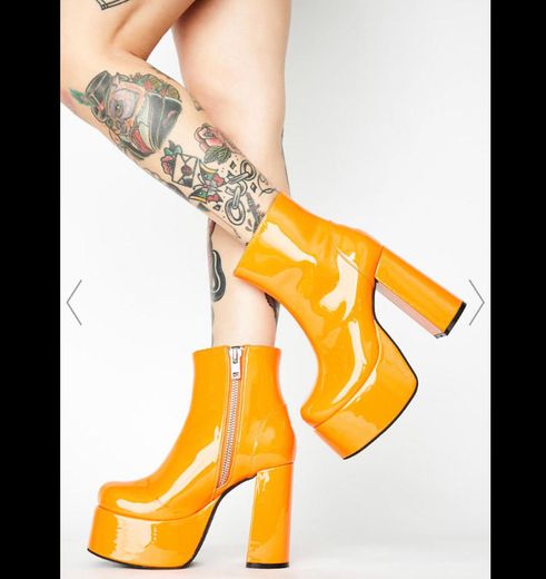 Current Mood Orange Patent Platform Ankle Boots