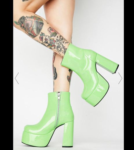 Current Mood Green Patent Platform Ankle Boots