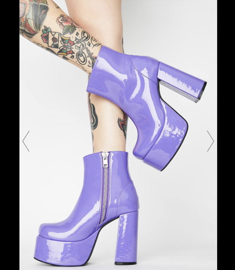 Product Current Mood Purple Patent Platform Ankle Boots