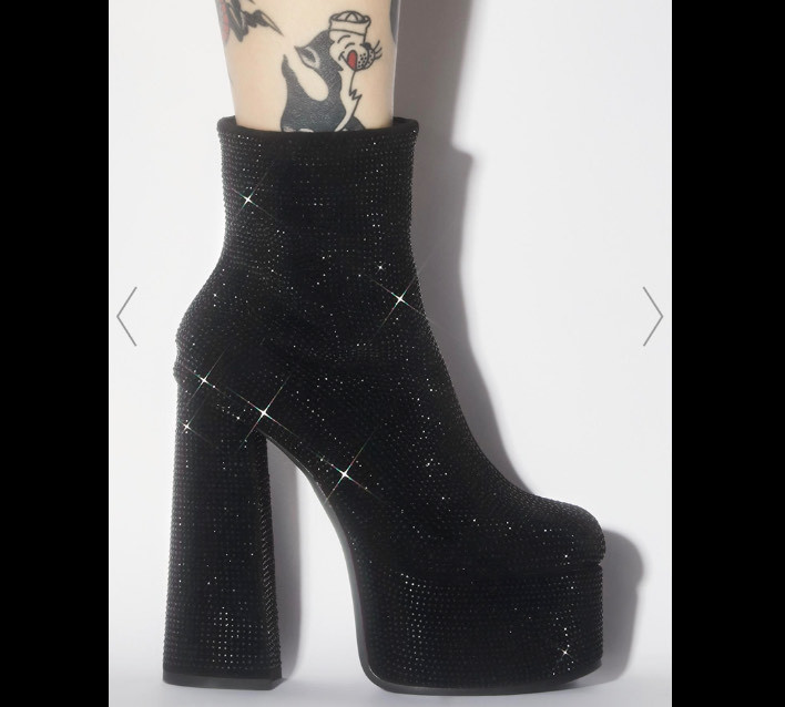 Producto Rhinestone Platform Ankle Boots - Black