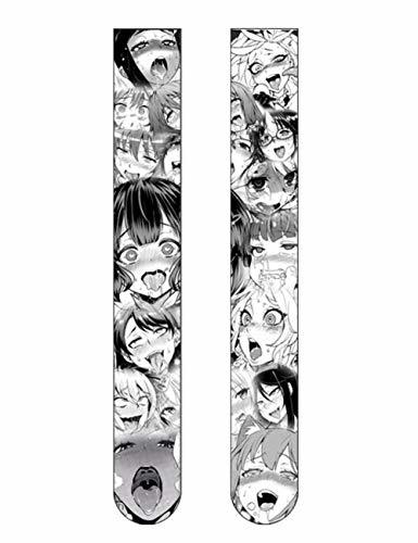 Producto Aramomo 3D Ahegao calcetines altos de terciopelo con impresión de anime japonés