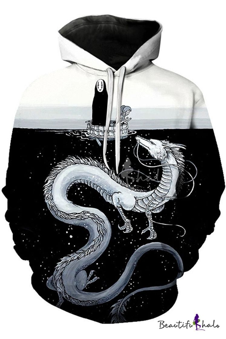 Spirited Away Comic Figure Dragon Printed Black Unisex Sport ...