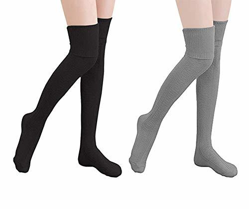 Product Yuccer 2 Pares Calcetines Largos para Mujeres Algodón Calcetines Hasta la Rodilla