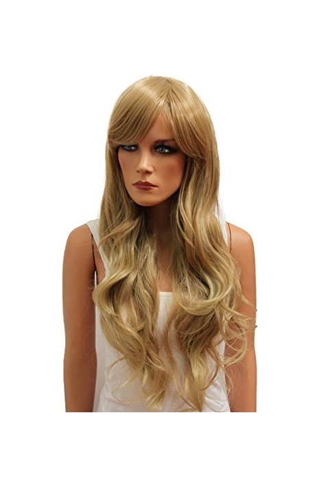Social Peluca Pretty Shop de pelo largo ondulado resistente al calor, de fibra