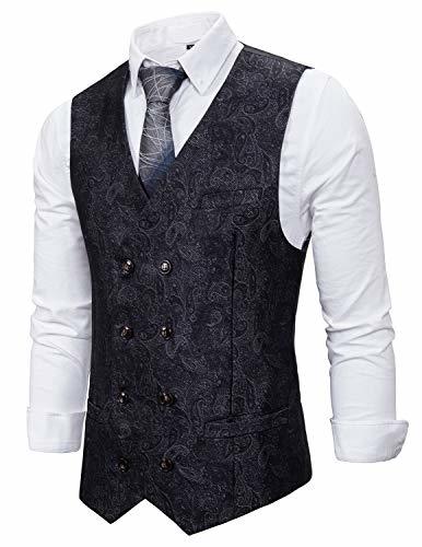 Products YCUEUST Hombre Chaleco de Traje Sin Manga Waistcoat Formal Boda Ceremonia Azul