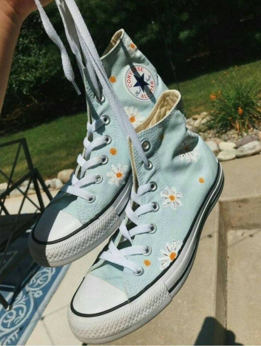 Moda ALL STAR azul com florzinhas 