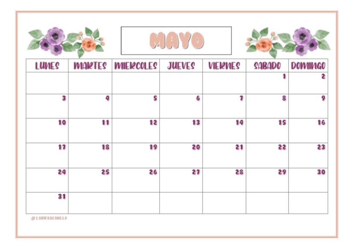 Books CALENDARIO MAYO🌸