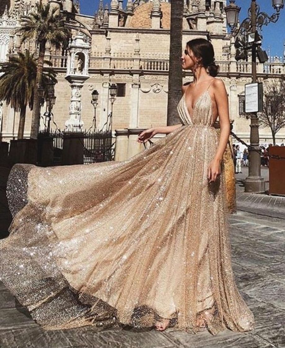 Fashion Vestido dourado 