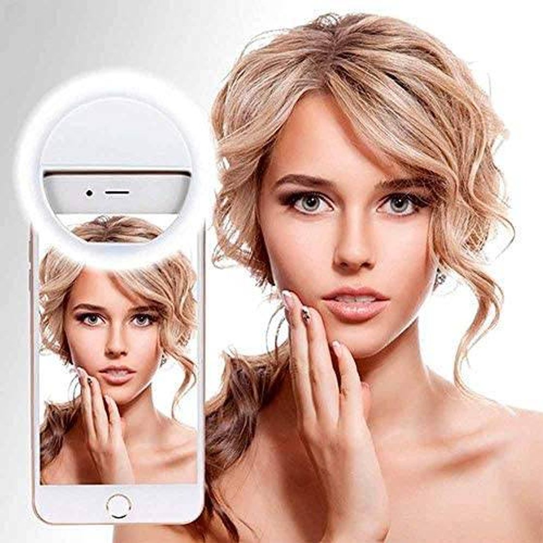 Moda Luz Selfie Ring Light Clipe Anel Led Flash Celular Universal