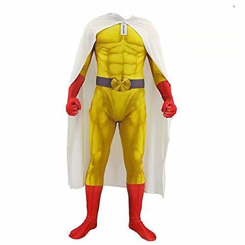 Godmoy One Punch Man Costume Saitama Cosplay Jumpsuit Set con Capa Disfraces