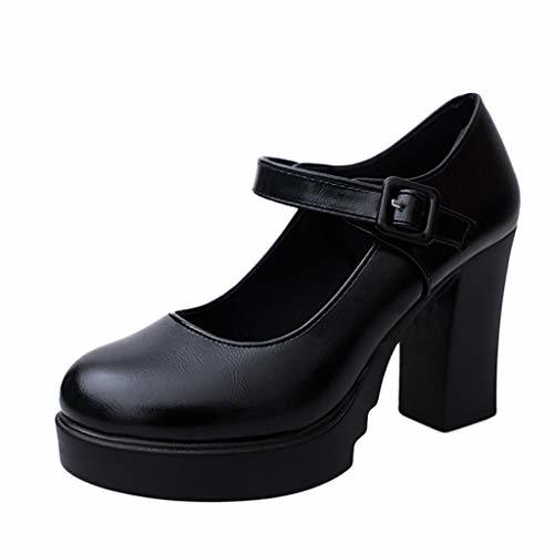 Zapatos de Tacón Alto Ancho Plataforma para Mujer Invierno Primavera 2019 PAOLIAN