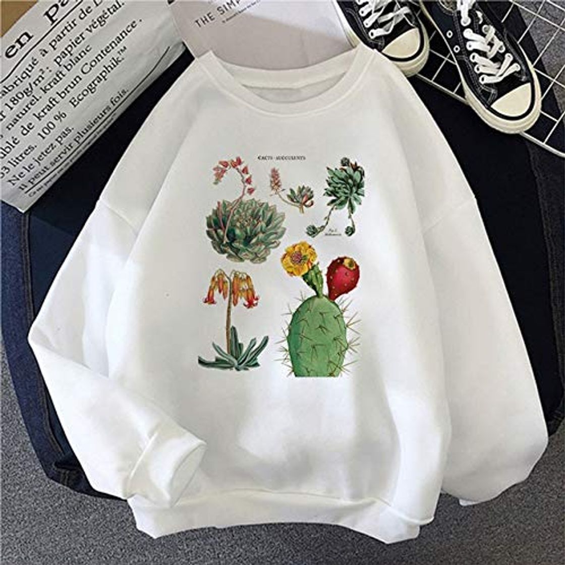 Producto CHASO Harajuku Planta Cactus carnoso Lindo Letra Imprimir Sweatershirt Femenino Ulzzang Tops