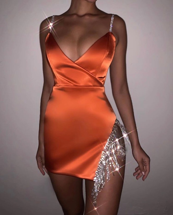 Fashion Vestido cetim laranja 🍊 