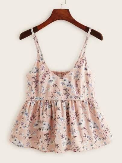 Floral Crop Peplum Cami