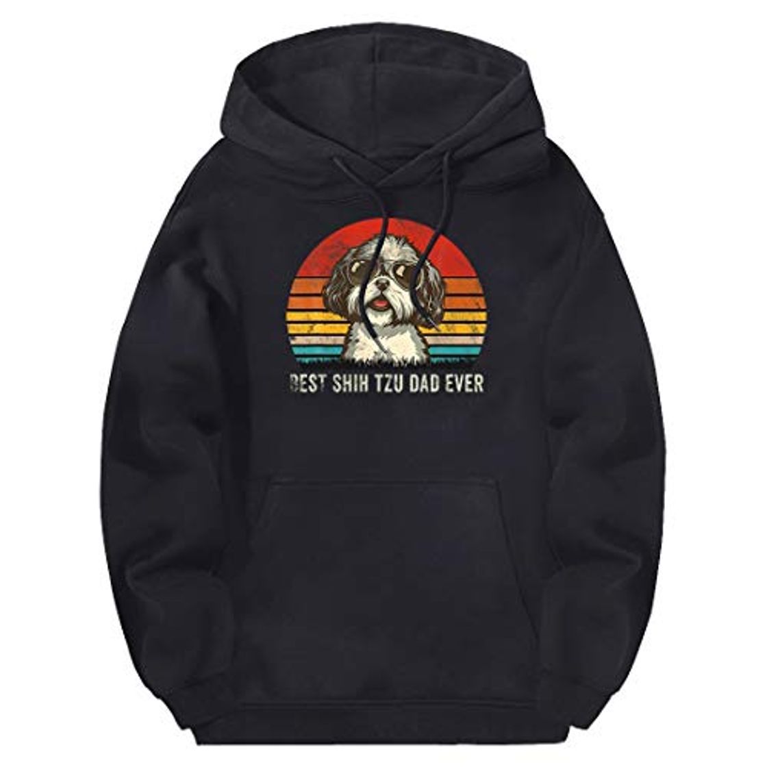 Moda Hipster Puppy Printing Hooded Sweatshirts Men Autumn Brand Tracksuits Punk Clothing Long Sleeve Hoodies Black Moletom Masculino Black XXL