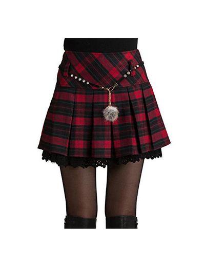 EMMA Mini Falda Mujer Plisada Escocesa Elegante Invierno Alta Cinturilla Elástica de