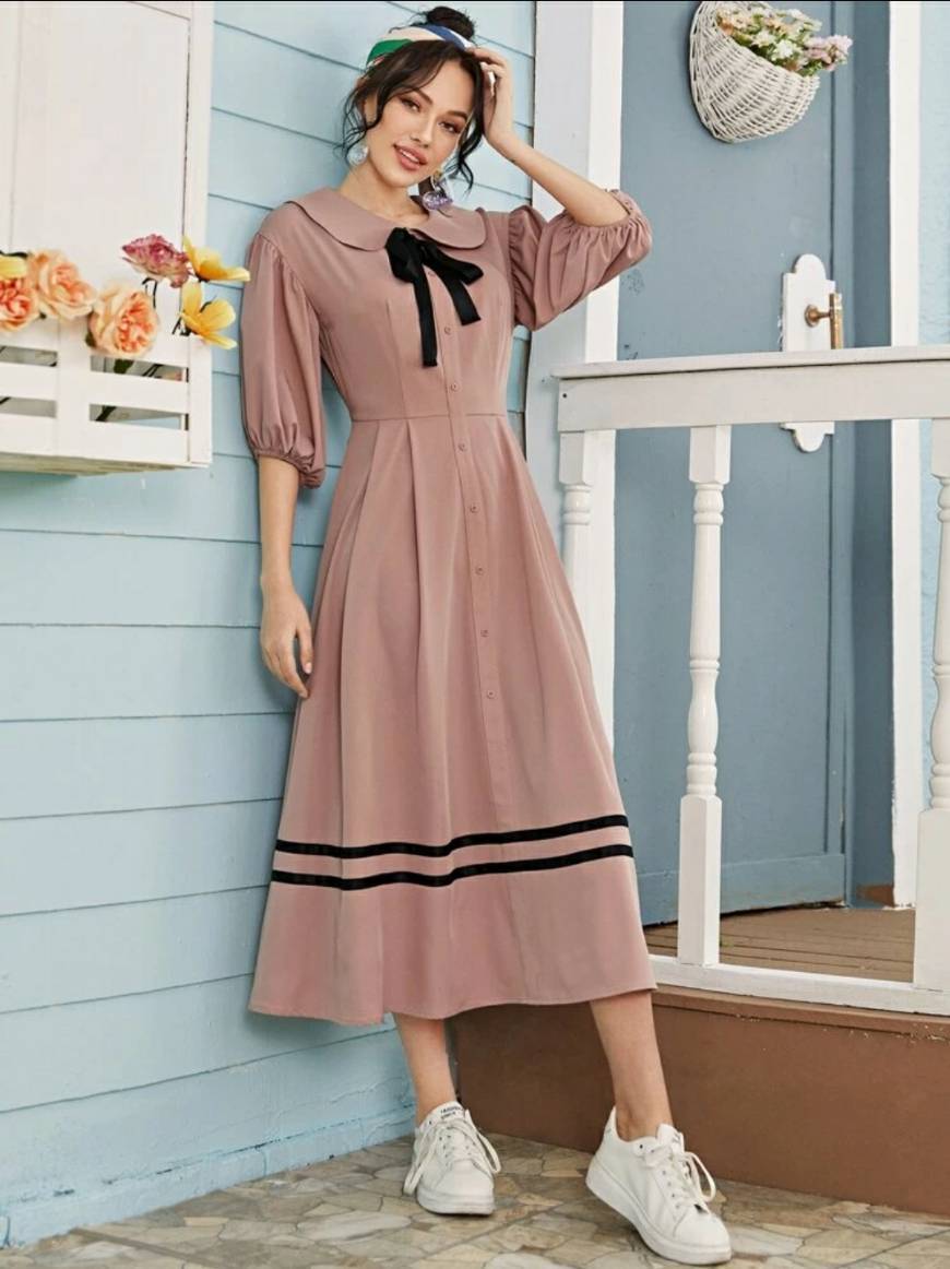 Moda Vestido con estilo clásico color rosa palo