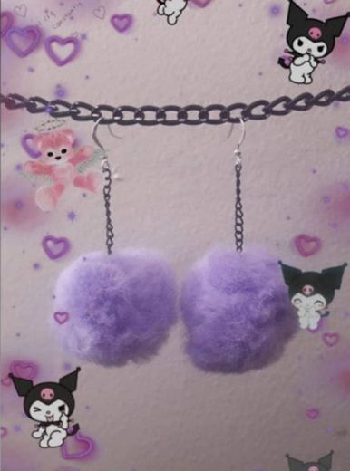 Aretes de peluche morados/lila