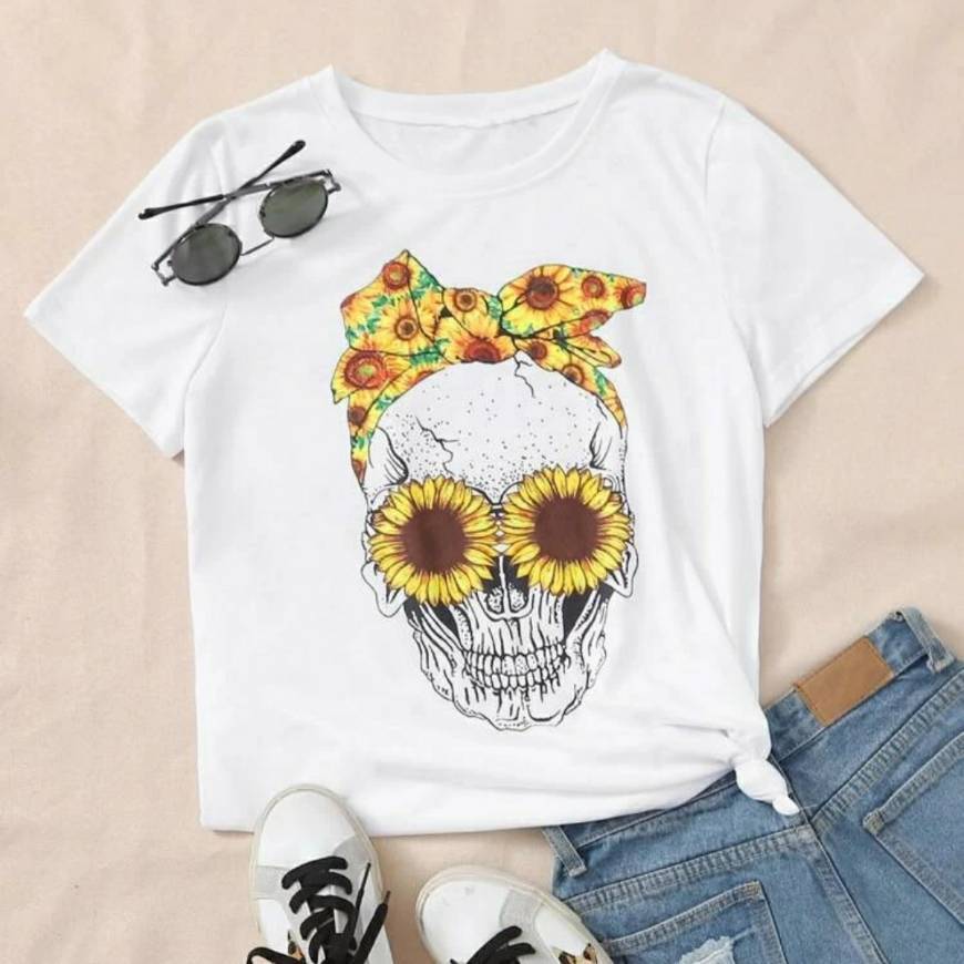 Products Camiseta de CRÁNEO Y GIRASOLES