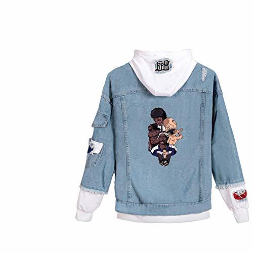 Products WangQiShang Hombres Mujeres Rapper 2Pac Impreso Moda Coreana Chaqueta de Mezclilla Casual