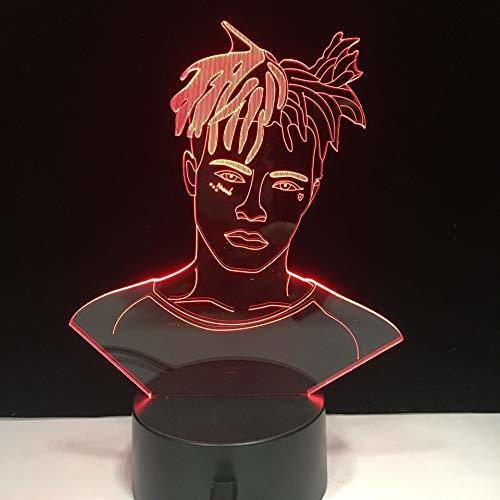 XXXTentacion Famous Rapper 3D Lámpara de mesa Kids Toy Gift LED Illusion