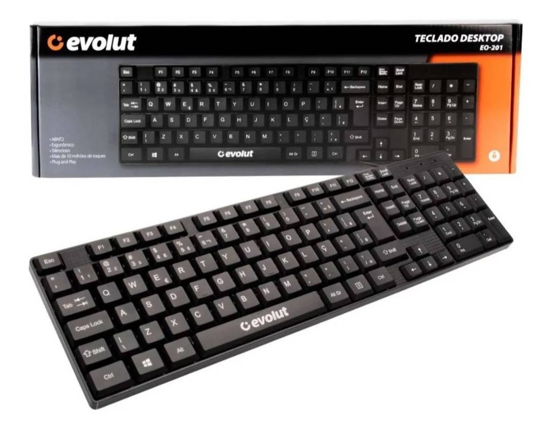 Moda Teclado Básico Slim Preto Usb Ergonomico Silencioso