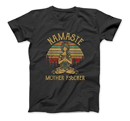 ELINELIN Namaste Mother Fucker Yoga Vintage Funny Gift Men Women Custom T-Shirt