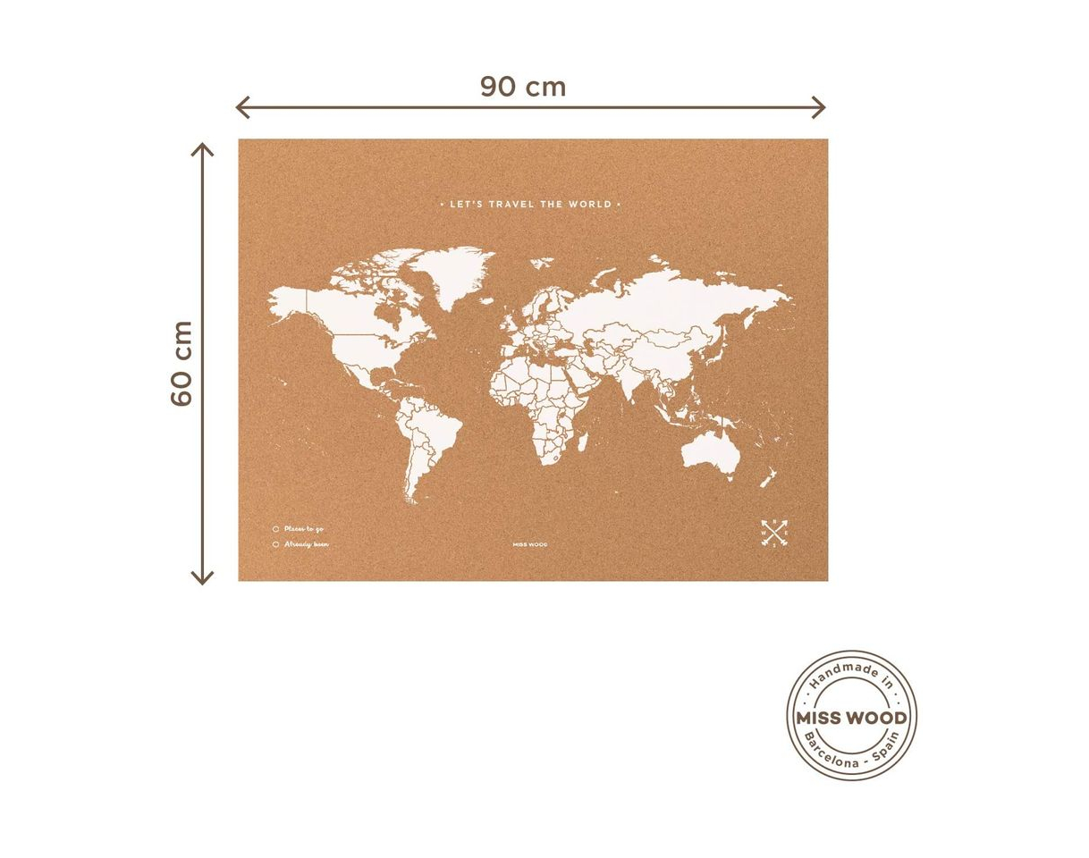 Miss Wood Map XL - Mapa del mundo de corcho