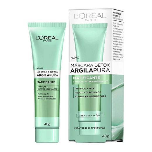 Máscara L'oréal Argila Pura Detox Matificante