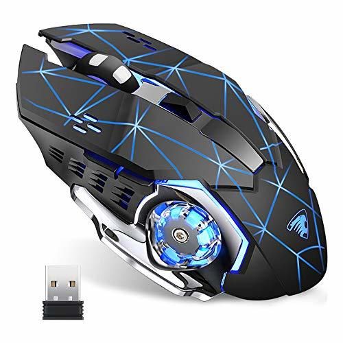 TENMOS T85 Raton Inalambrico Gaming,2.4G USB LED Recargable Inalámbrico silencioso óptico, Sleep