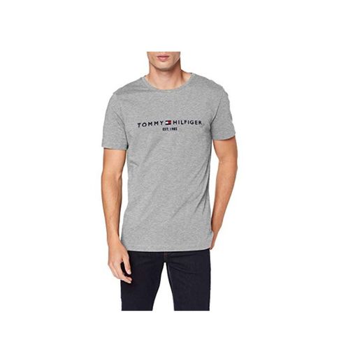Tommy Hilfiger Logo T-Shirt Camiseta Informal, Gris